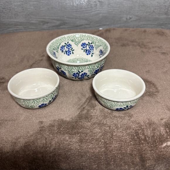 Ceramika Z Bolestawca Set Of 3 Bowls Handmade Polish Pottery Signed & Numbered - Picture 1 of 10